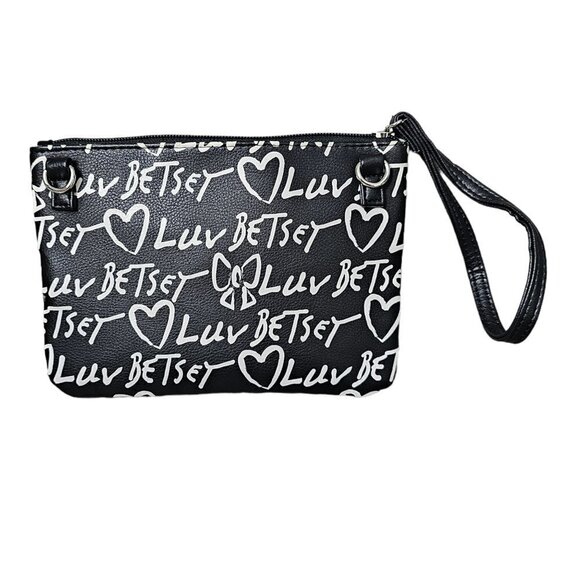 Luv Betsey by Betsey Johnson Black White Crossbody Wristlet NEW - Picture 6 of 10